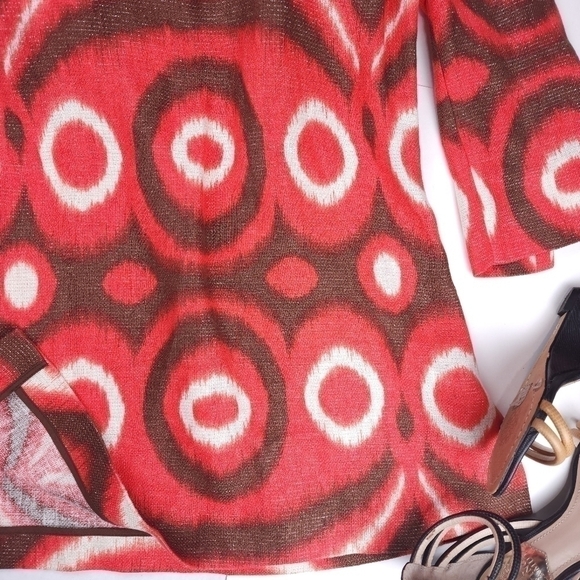 Tory Burch Linen Boho Smock Top Boat Neck Tunic Sz 4 - Picture 11 of 16